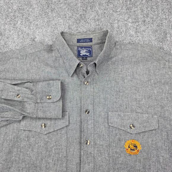 Vintage Burberrys Shirt Mens XL Button Up Crest Long Sleeve Made USA 90s Preppy